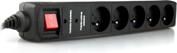 czarna listwa elektryczna 1,5 m z 5 gniazdami