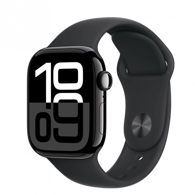Apple Watch Series 10 GPS z kopertą aluminiową 42 mm w kolorze onyksu z czarnym paskiem sportowym – rozmiar M/L