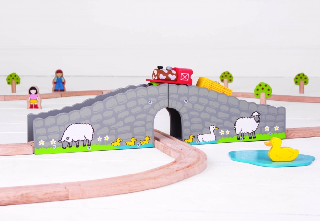 Bigjigs Rail Farma most z tunelem