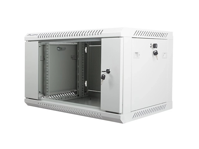 Szafka wisząca 19'' 6U 600x450 mm Szara z Przeszklonymi Drzwiami