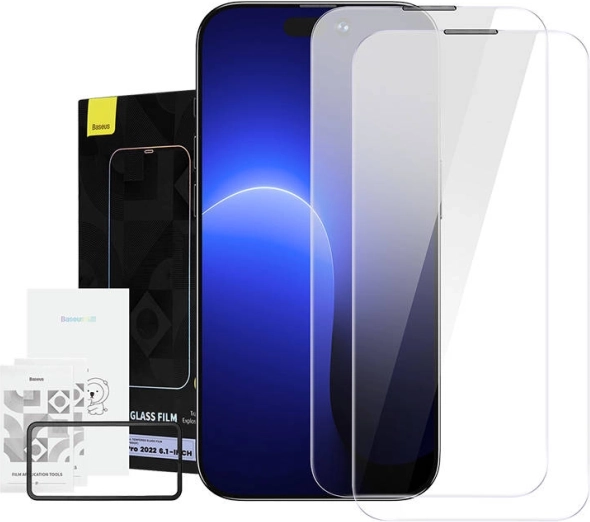 Baseus Crystal szkło hartowane odporne na kurz 0,3 mm do iPhone 14/13/13 Pro – Podwójny zestaw