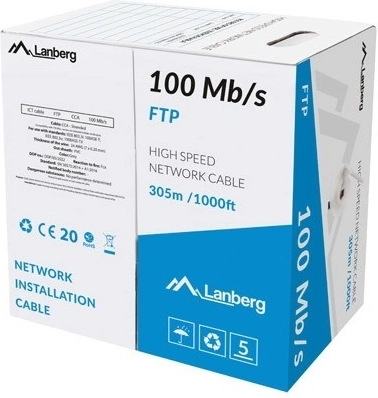 Kabel LAN FTP 100 Mb/s 305 m CCA, szary
