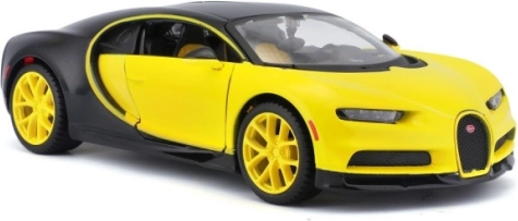 Kolekcjonerski model BUGATTI Chiron żółto‑czarny 1:24