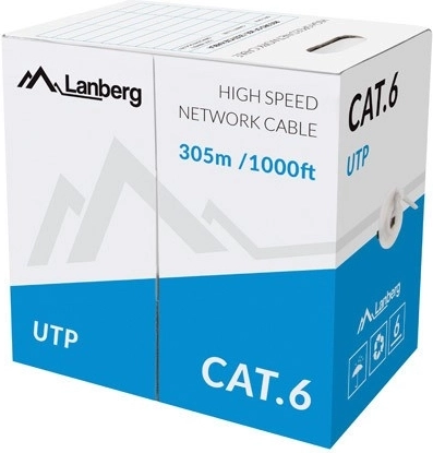 Kabel sieciowy UTP Cat.6, miedziany drut, 305 m, szary