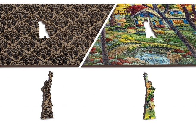 Drewniane puzzle Domek w lesie od WOODEN CITY