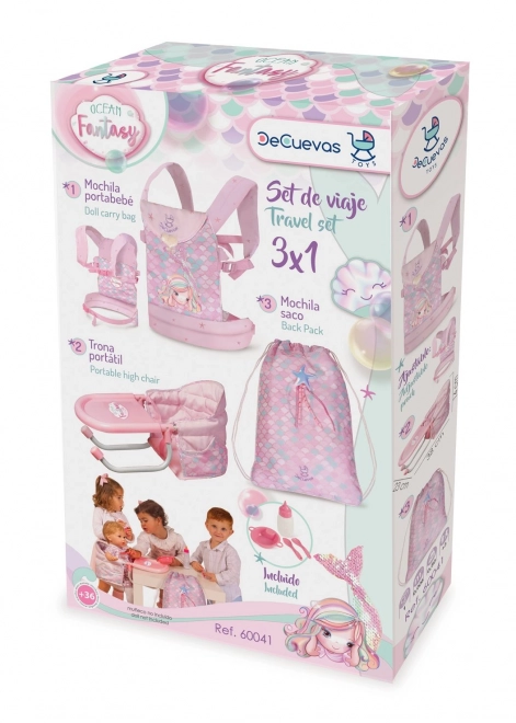 DeCuevas 60041 Zestaw podróżny dla lalek 3 w 1 Ocean Fantasy 2021
