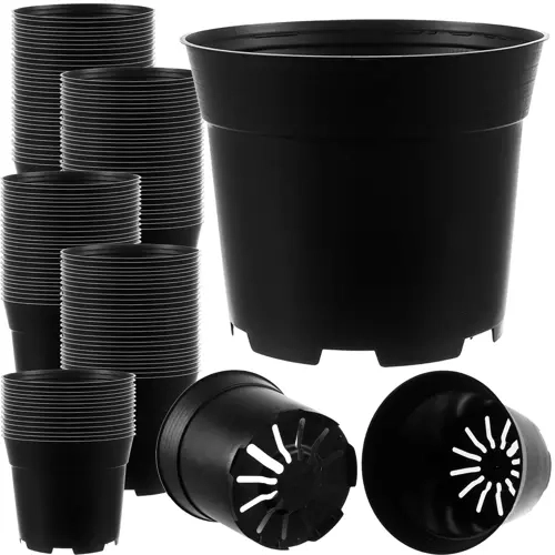 Zestaw czarnych plastikowych doniczek - 500 sztuk