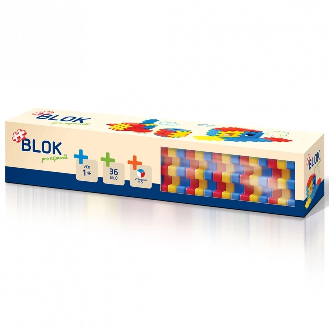 Pierwsze klocki Blok 36szt w pudełku 34x7x7cm 12m+