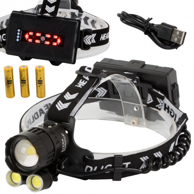 Profesjonalna latarka czołowa Bailong z LED CREE XHP160 i funkcją powerbanku