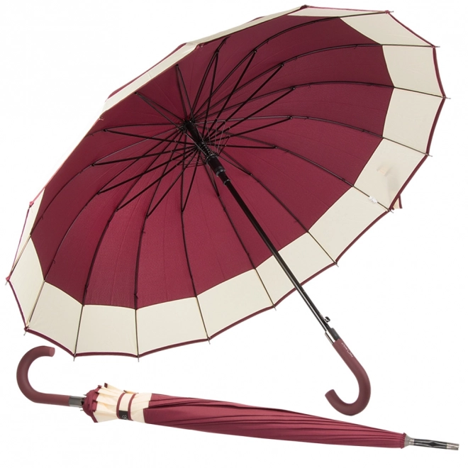 Elegancki duży parasol z antypoślizgową rączką, 16 żeber, czerwony
