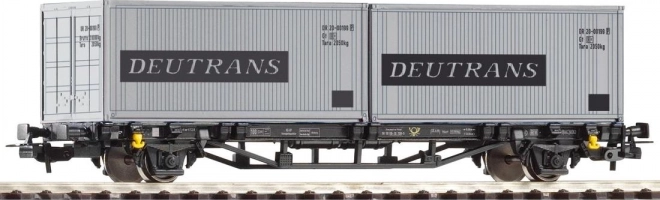 Piko wagon platformowy Lgs579 z 2× 20' kontenerami DEUTRANS DR, epoka IV