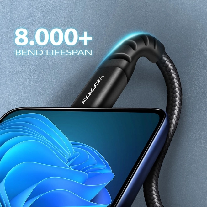 USB kabel Axagon USB-C na USB-A, 1m, czarny
