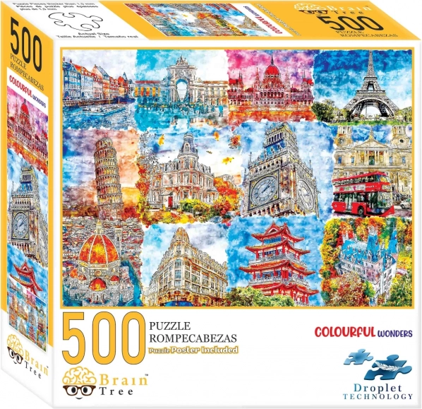 Puzzle Zabytki w kolorach Brain Tree 500 elementów