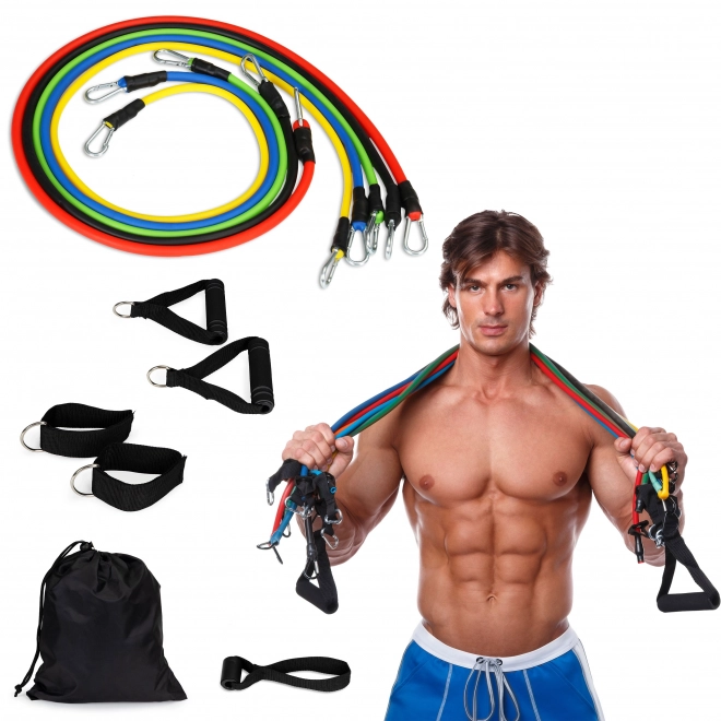 Zestaw 5 ekspanderów do ćwiczeń fitness z uchwytami