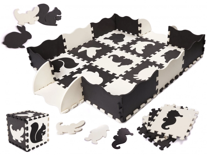 Kontrastowe piankowe puzzle ze zwierzętami - 25 sztuk