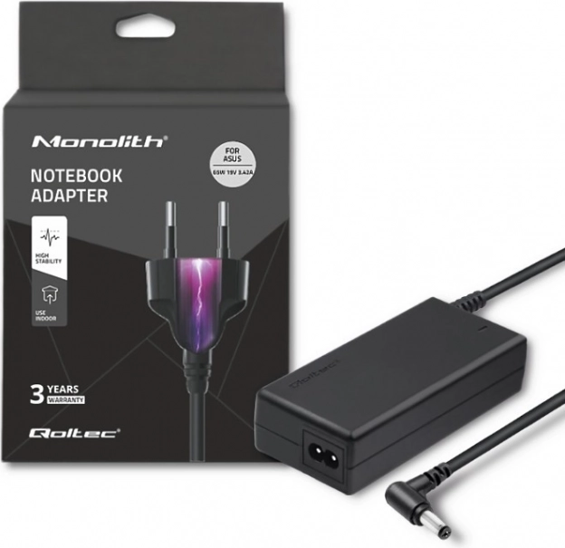 Zasilacz QOLTEC do ASUS 65 W, 19 V, 3,42 A, 5,5 × 2,5 mm