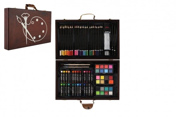 Zestaw do malowania Art box w drewnianej walizce - 79 sztuk