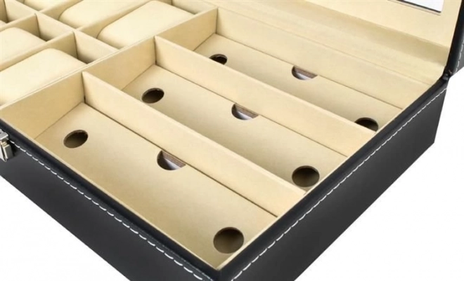 Elegancki czarny organizer na zegarki i okulary