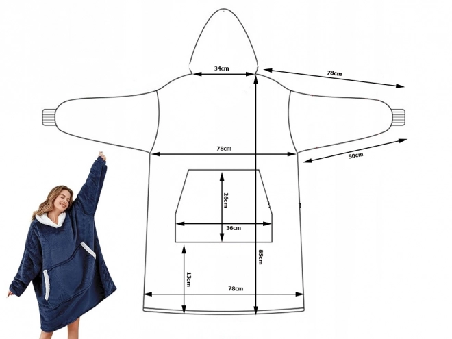 Ciepła oversize bluza z kapturem z grubej sztucznej skóry