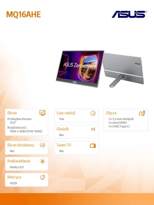 Monitor OLED USB-C 16 cali