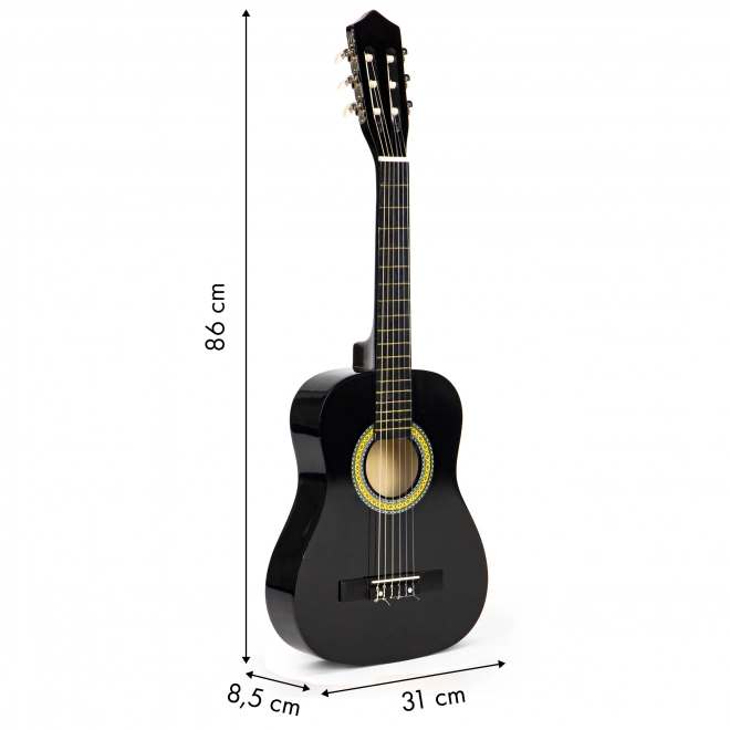 Duża drewniana gitara dziecięca 6 strun ECOTOYS – czarna