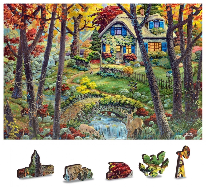 Drewniane puzzle Domek w lesie od WOODEN CITY