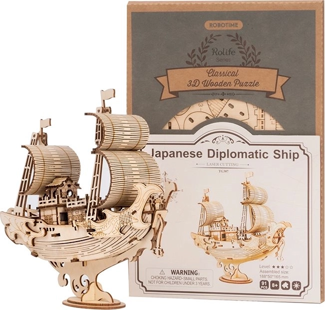 Japoński statek dyplomatyczny - 3D drewniany model - dekoracja
