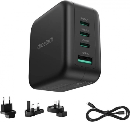 Ładowarka sieciowa Choetech 70W GaN z adapterami dla USA, EU, UK i AU