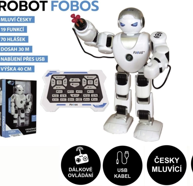 Interaktywny robot FOBOS 40 cm, mówiący po czesku, ze zdalnym sterowaniem i ładowaniem USB