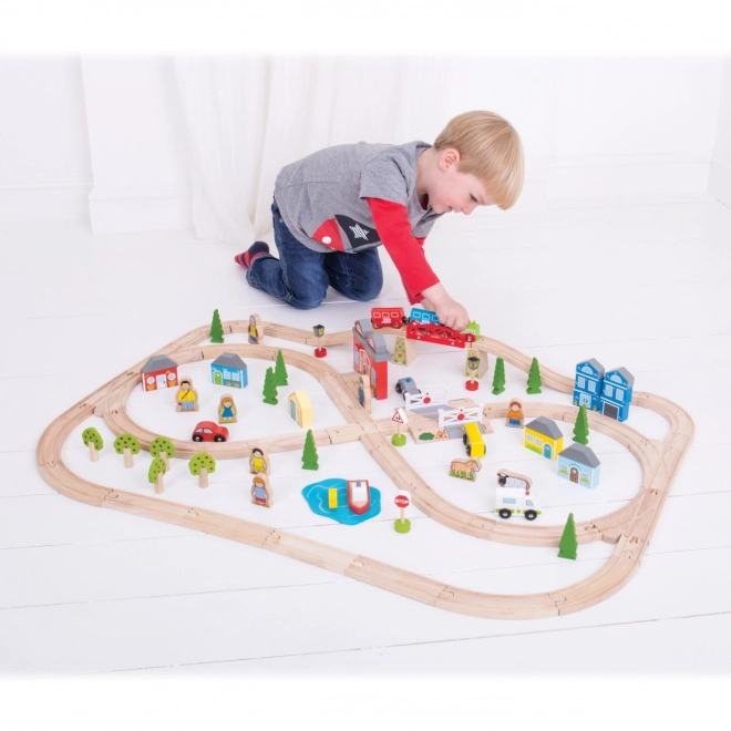 Bigjigs Rail Drewniana kolejka miasto i wieś 101 części