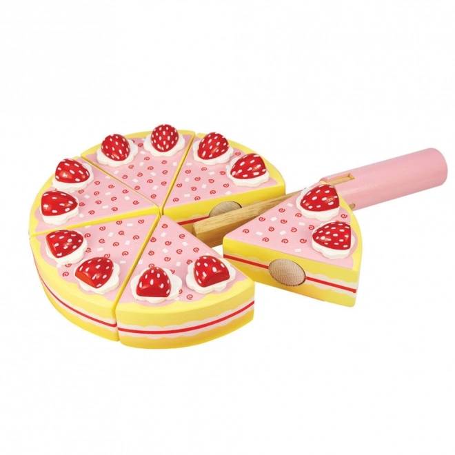 Bigjigs Toys Drewniany tort do krojenia z truskawkami