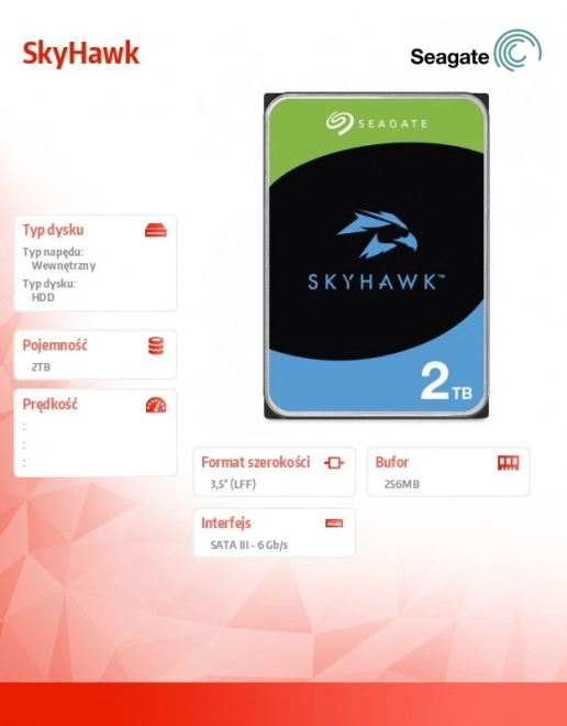 Dysk twardy Seagate SkyHawk 2TB do systemów monitorowania
