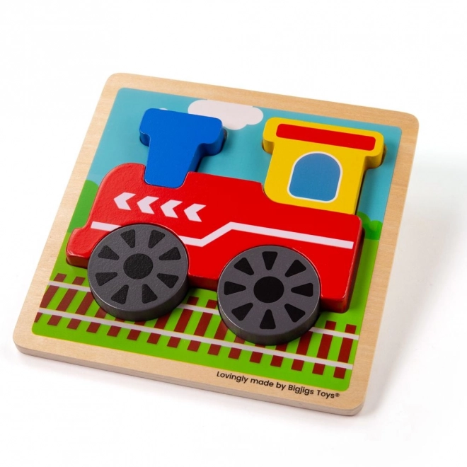 Drewniane układanki pociągowe od Bigjigs Toys