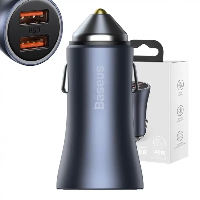 Baseus ładowarka samochodowa 40W z dwoma portami USB