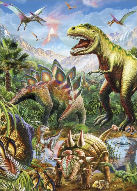 Świecące puzzle świat dinozaurów 100 XL elementów