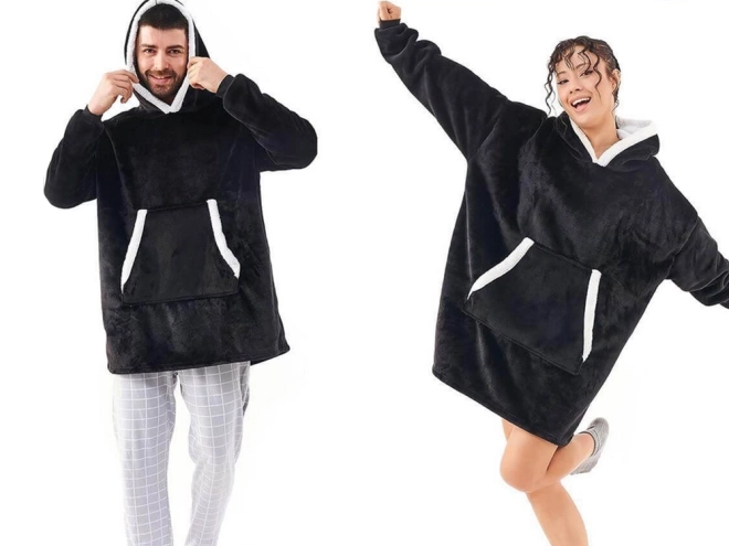 Ciepła bluza oversize z futrem i kapturem
