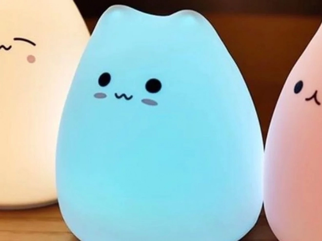 Dziecięca silikonowa lampka nocna Kot RGB na dotyk