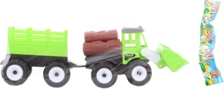 Plastowy traktor z ładowaczem i przyczepą dla dzieci