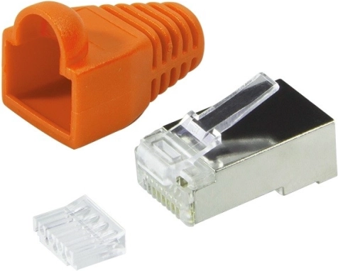Złącza RJ45 CAT6 z osłonką, 100 szt., pomarańczowe