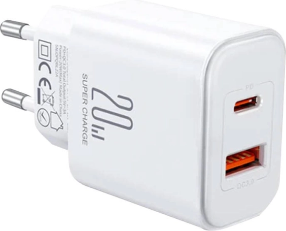 Ładowarka sieciowa JOYROOM 20W z USB‑C i USB‑A (biała, EU)
