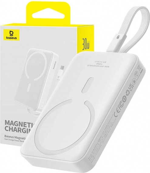 Powerbank Baseus Magnetic Mini 10000 mAh z MagSafe USB‑C 30W biały