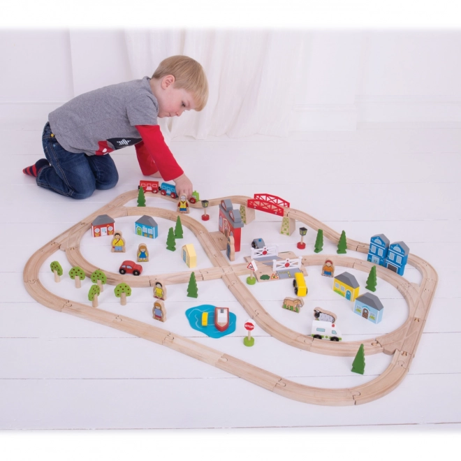 Bigjigs Rail Drewniana kolejka miasto i wieś 101 części