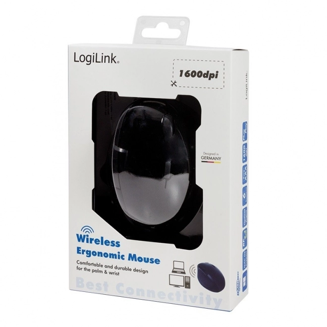 Ergonomiczna bezprzewodowa mysz optyczna 2.4GHz 1600dpi czarna