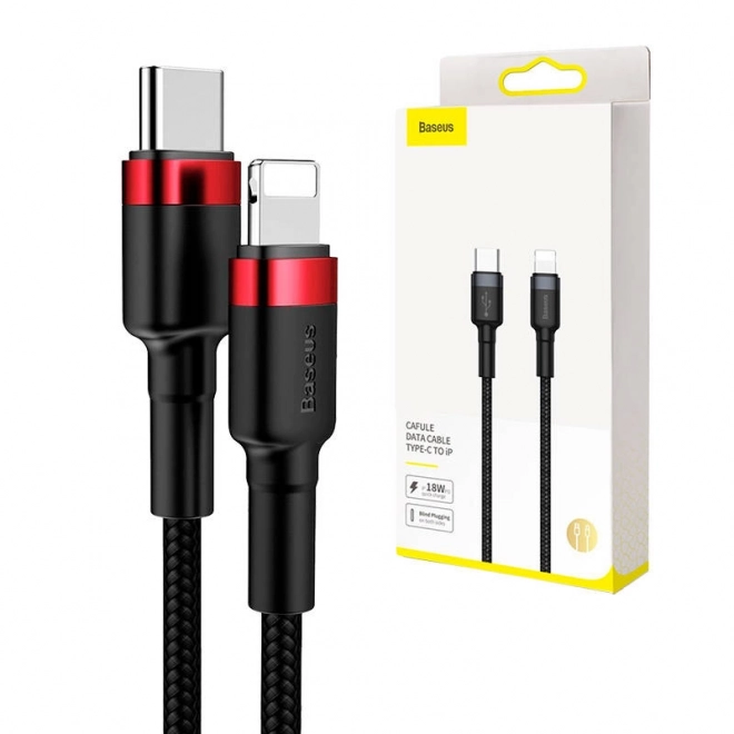 Kabel Baseus Cafule USB-C do Lightning 18W czerwono-czarny