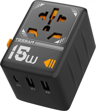 Adapter podróżny TESSAN z USB-A i USB-C