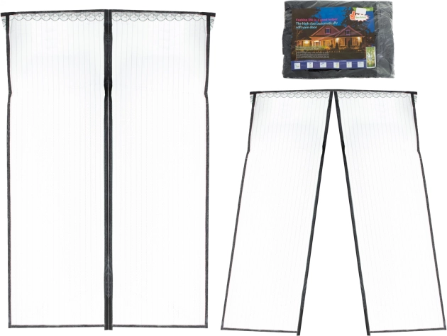 Magnetyczna moskitiera na drzwi 160 × 230 cm – czarna