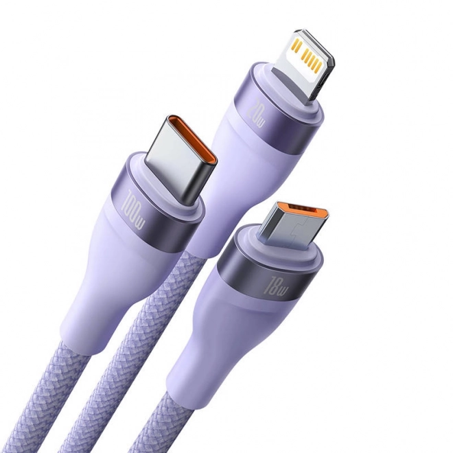 Kabel Baseus Flash Series 2w1 USB-C + micro USB + Lightning 100 W