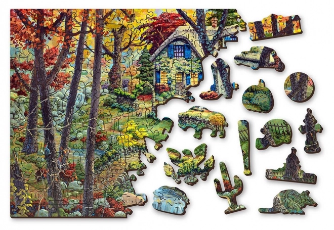Drewniane puzzle Domek w lesie od WOODEN CITY