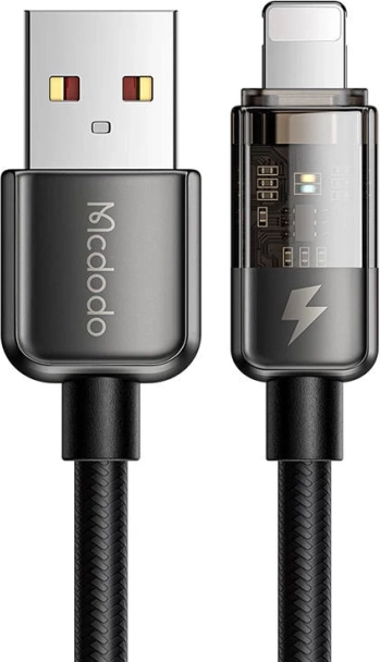 Mcdodo kabel Lightning z wskaźnikiem LED, 1,8 m, 12 W, czarny