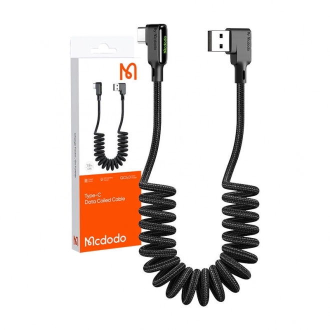 Kabel USB na USB-C, Mcdodo CA-7310, kątowy, 1,8 m (czarny)